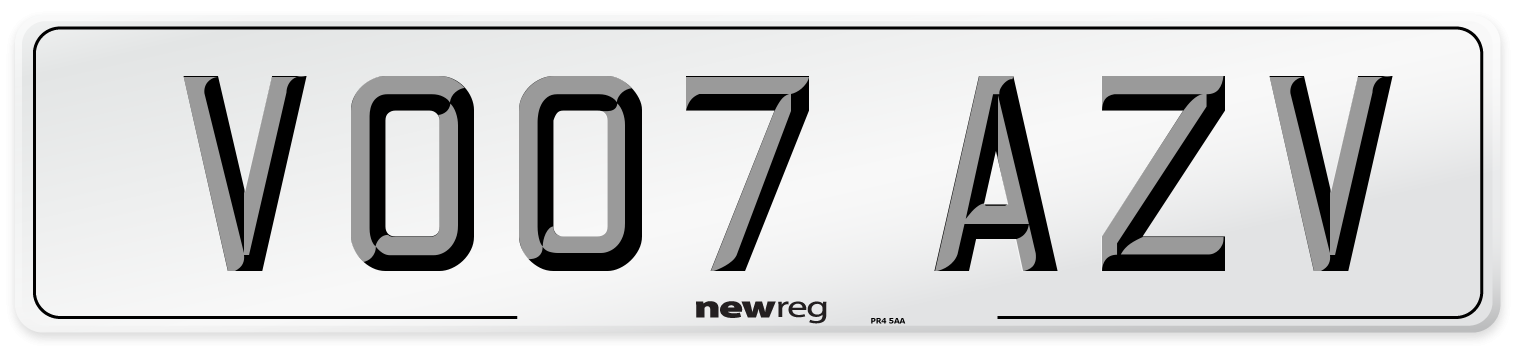 VO07 AZV Number Plate from New Reg